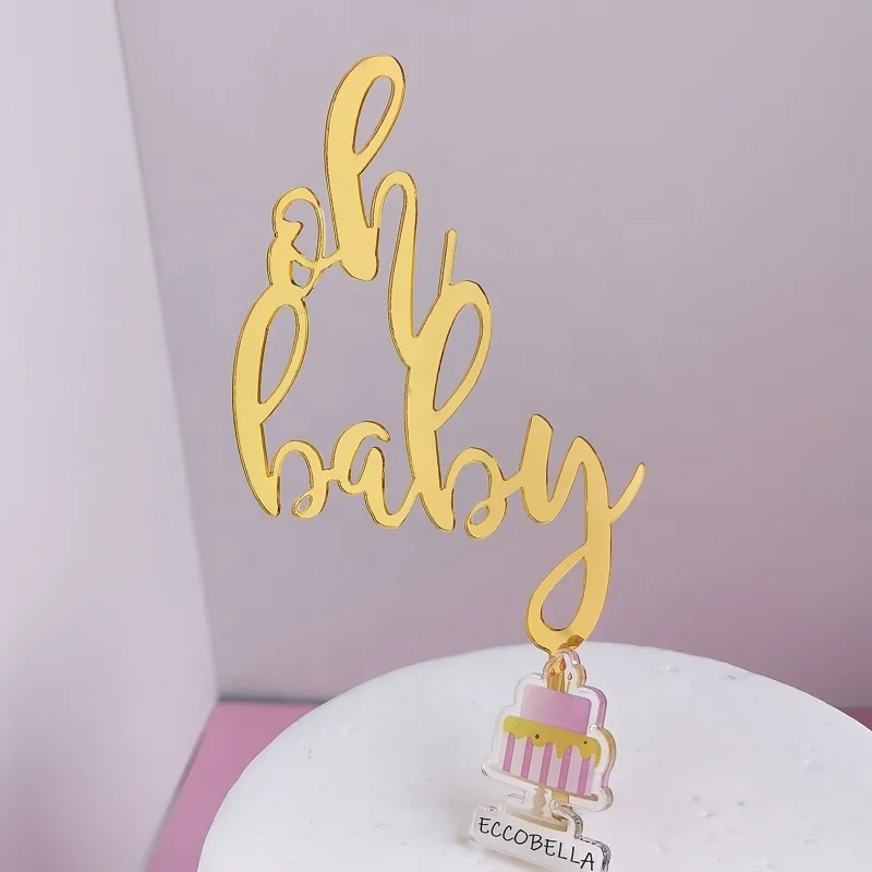 Oh baby acrylic custom birthday cake topper for baby shower party