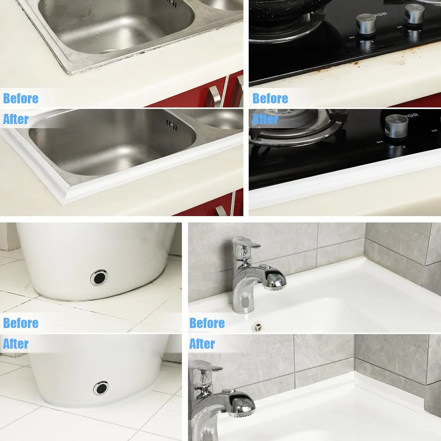 Good quality Waterproof self adhesive pvc sealing repair caulk strip tape for bathtub bathroom shower kitchen sink toilet