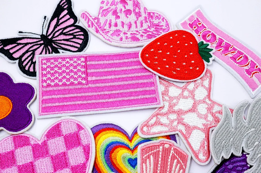 Pink Flame Boot Leopard Patches Cloth Embroidered Applique Sewing Clothes Apparel Decoration Patch Iron on Stickers