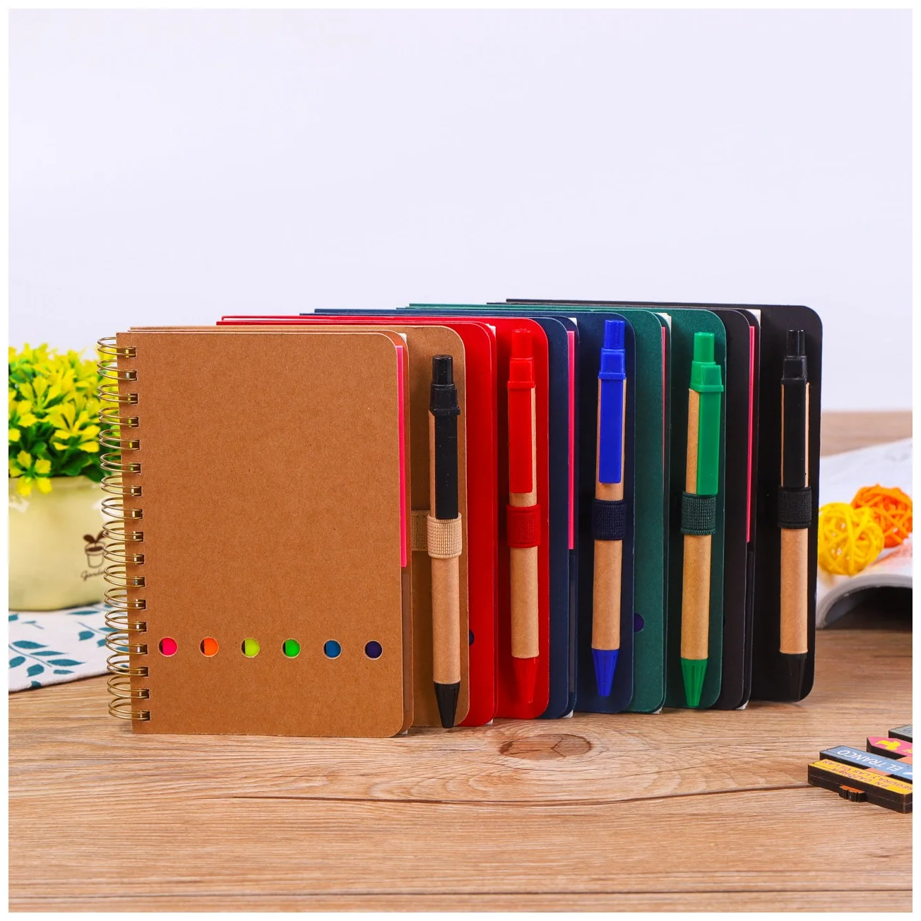 
2021 Planner Spiral A5 Notebook Business Planner with pen and sticky note Kraft Paper Stationery Gifts 