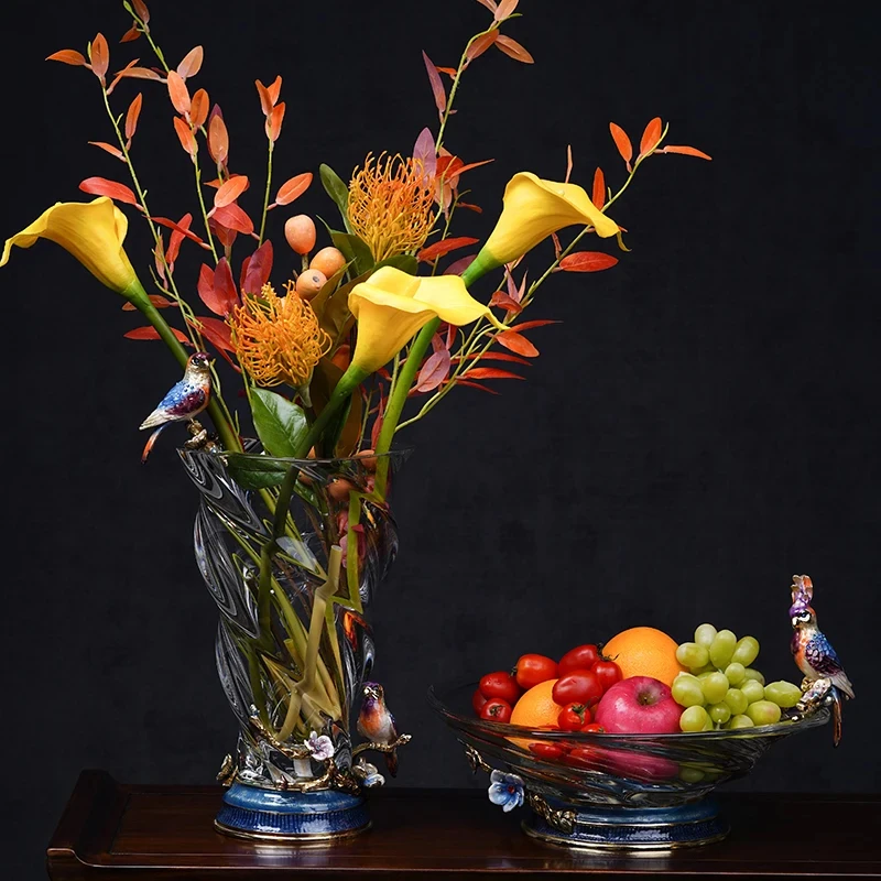 RORO Vases flower modern luxury home decorative Joy in blossoming series glass crystal fresh dry flower vase for home decoration