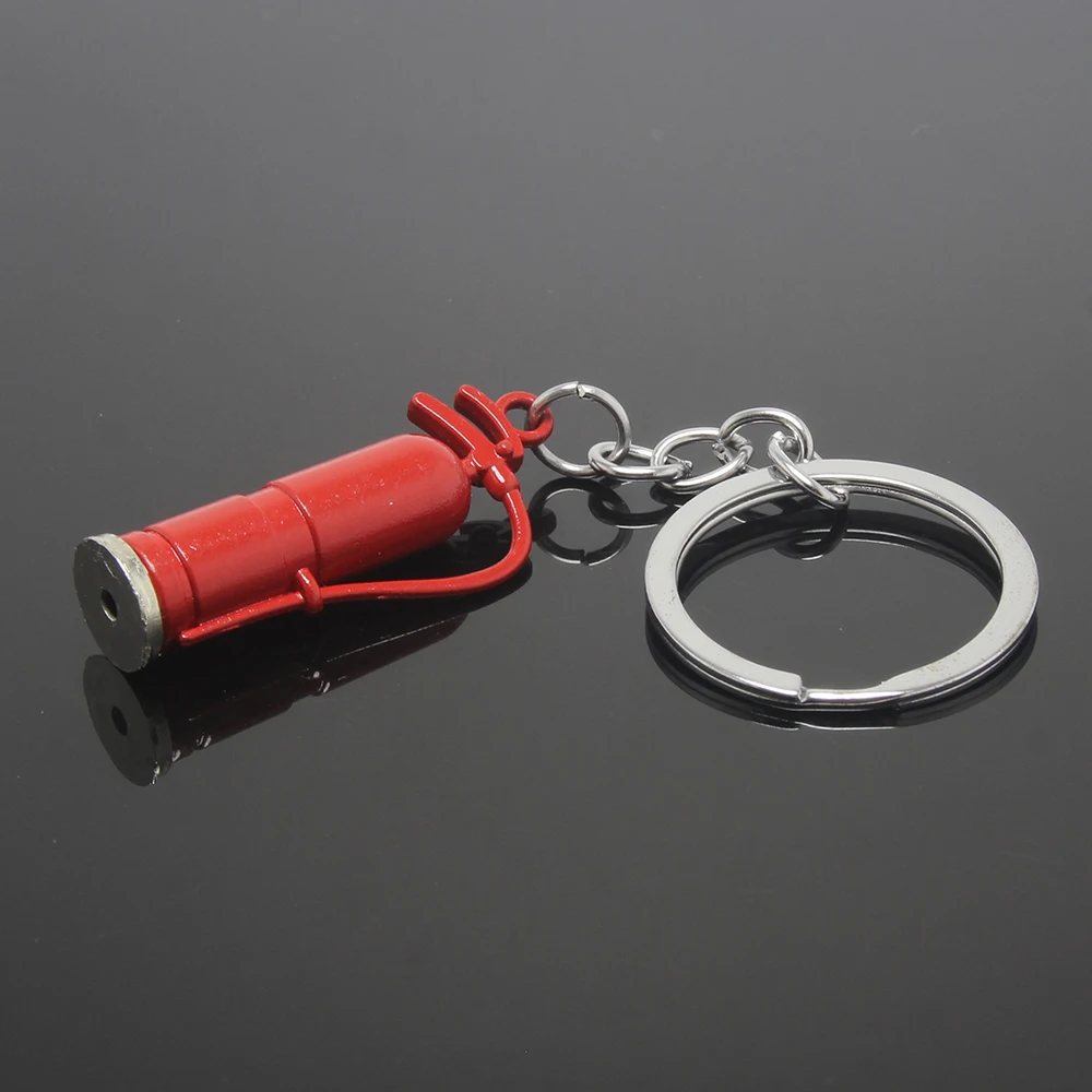 3D Mini Red Firefighters Key Chain Fire Gifts Keyring Safe Key Ring Holder Wholesale Metal Safelty Fire Extinguisher Keychain