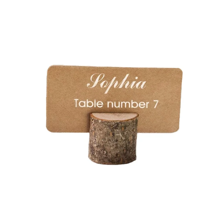 Amazon Hot Selling Wood Place Card Holders Premium Rustic Table Number Holders and Kraft Table Place Cards Wood Photo Holders