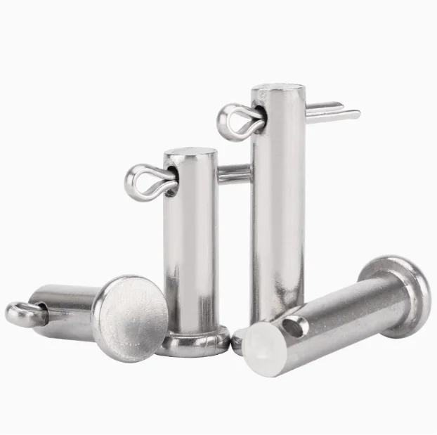 304 Stainless Steel Fasteners Flat Head Pin Shaft with Open Hole Cylindrical Pin Positioning Bolt Shaft Pin Set