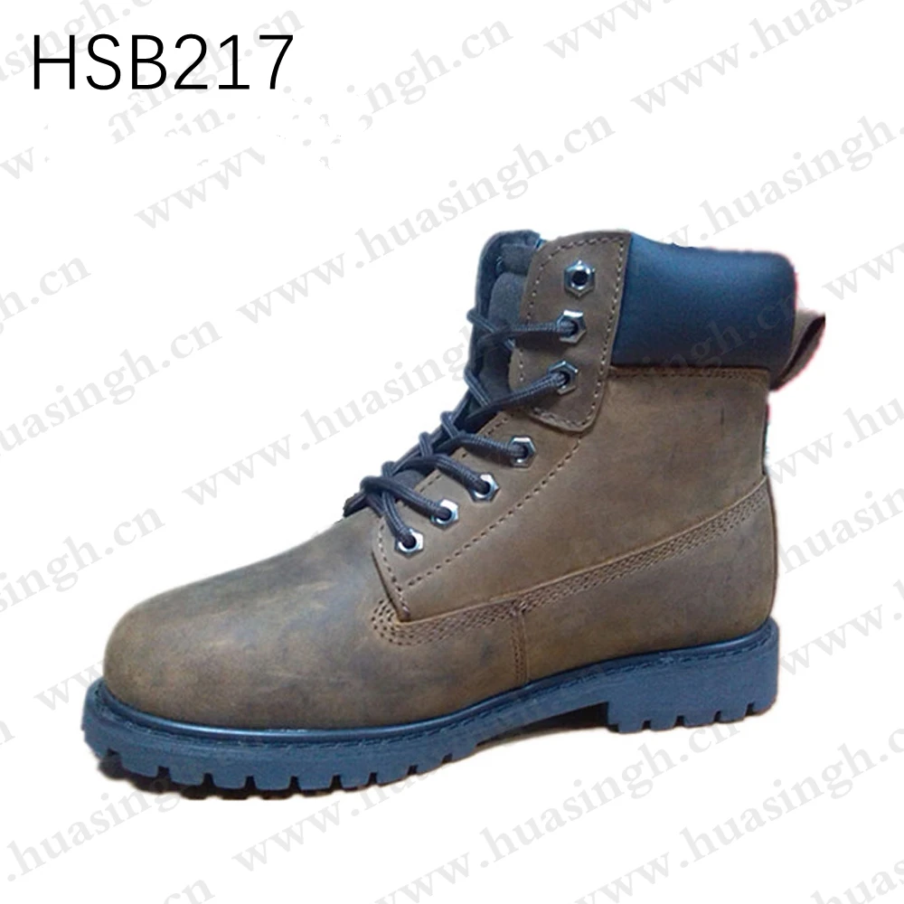 YWQ,hard wearing Goodyear stitching rubber sole work boots mid-cut honey color nubuck leather safety shoes HSB217