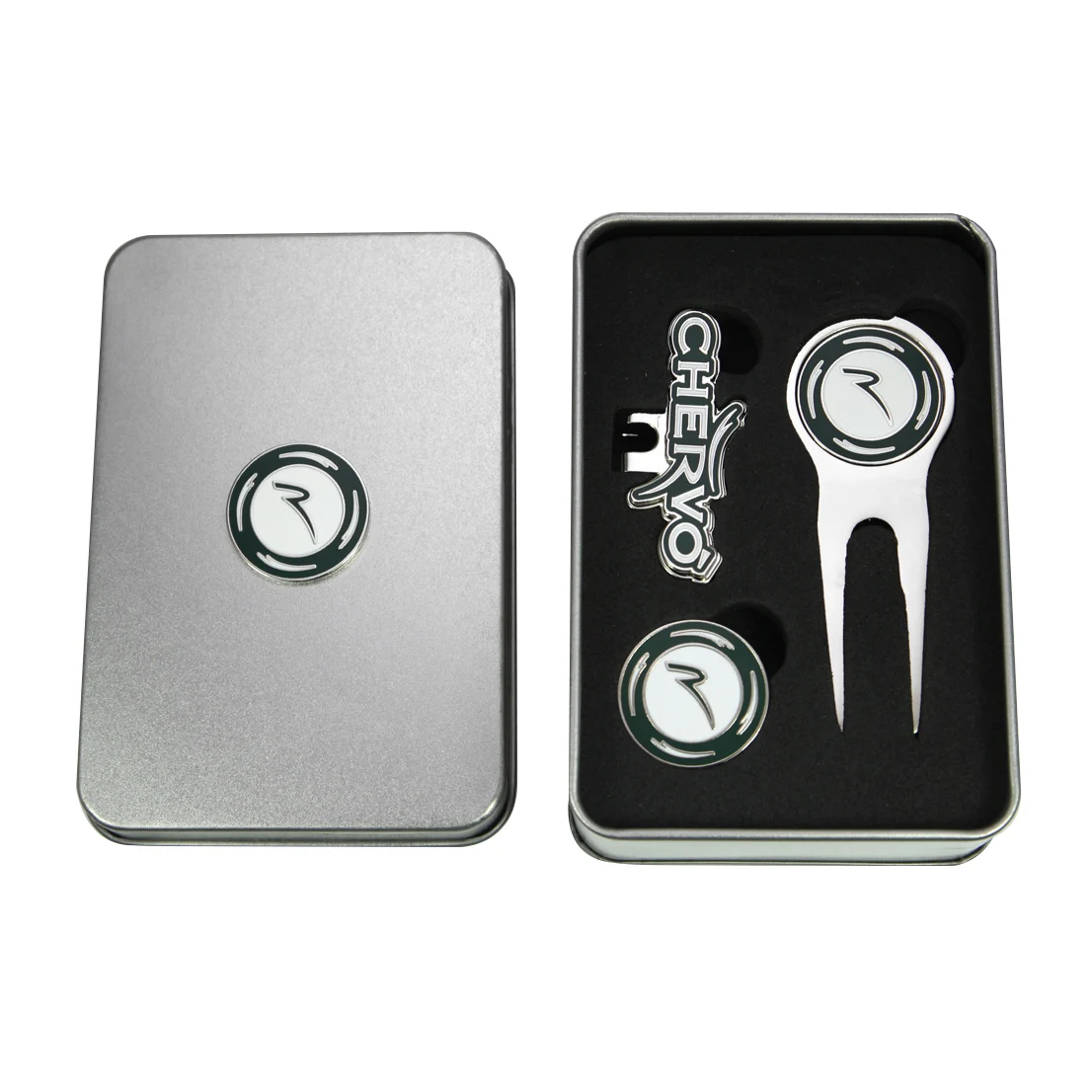 Custom golf divot tool hat clip ball marker gift set in gift box