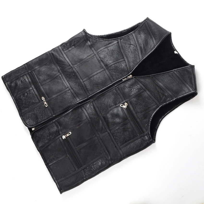 
New style men real sheep fur winter waist coat with double face sheepskin fur vest leather waistcoat Spring and Autumn for men 