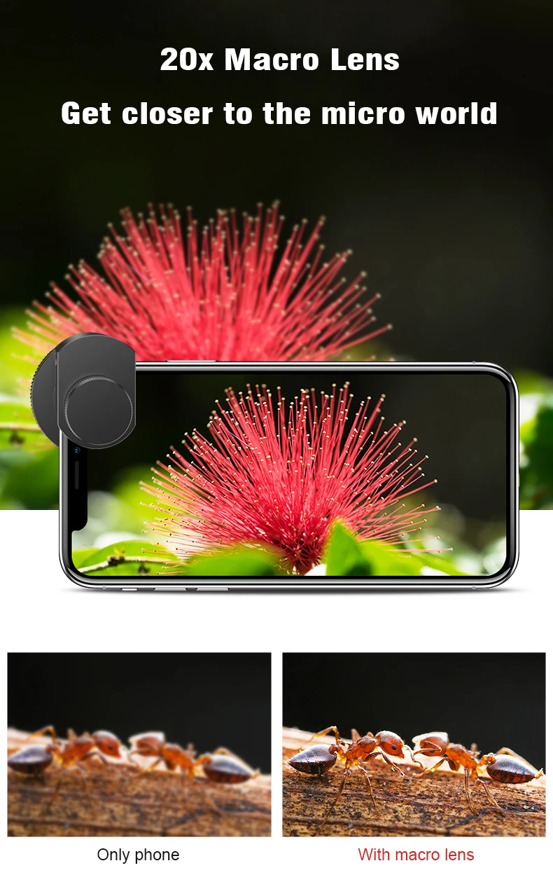 Mobile Phone Wide Angle Telephoto Macro Lens 180 Fisheye Lens 4in1 Cell Phone Camera Lens