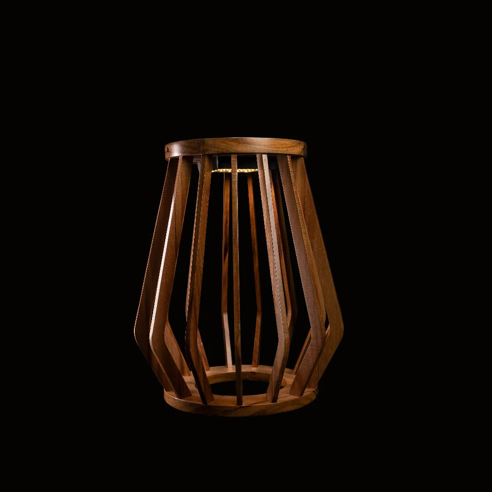 Outdoor Solar Lighting Backyard Garden Floor Hanging LED Lanterns Solar Powered Maintenance Wooden Frame Nature Style Deco Lamp