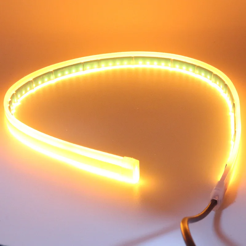 2pcs Car LED DRL Lamp Strip Car Daytime Running Light 12V Turn Signal Light Flexible Waterproof Soft Tube Guide Light Strip