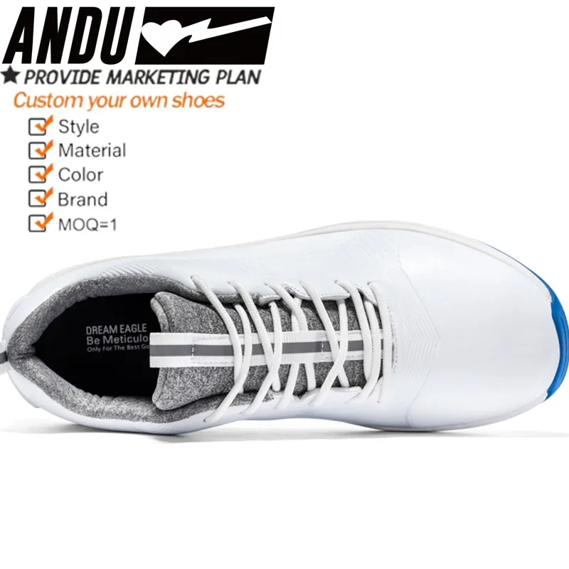 PU Leather Golf Shoes Non-Slip Waterproof Custom Spike Less Golf Shoes High Quality Size 40-47 Men Leather Golf Shoes
