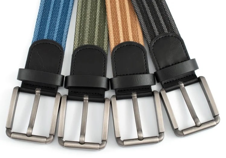 Adjustable Cotton elastic Outdoor Belts Men Woven Canvas Fabric Webbing Belt