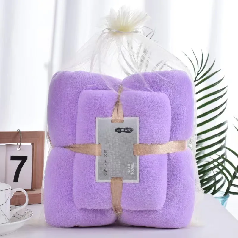 High-density padded high-grade warp knitted coral fleece mother towel soft absorbent towel bath towel set