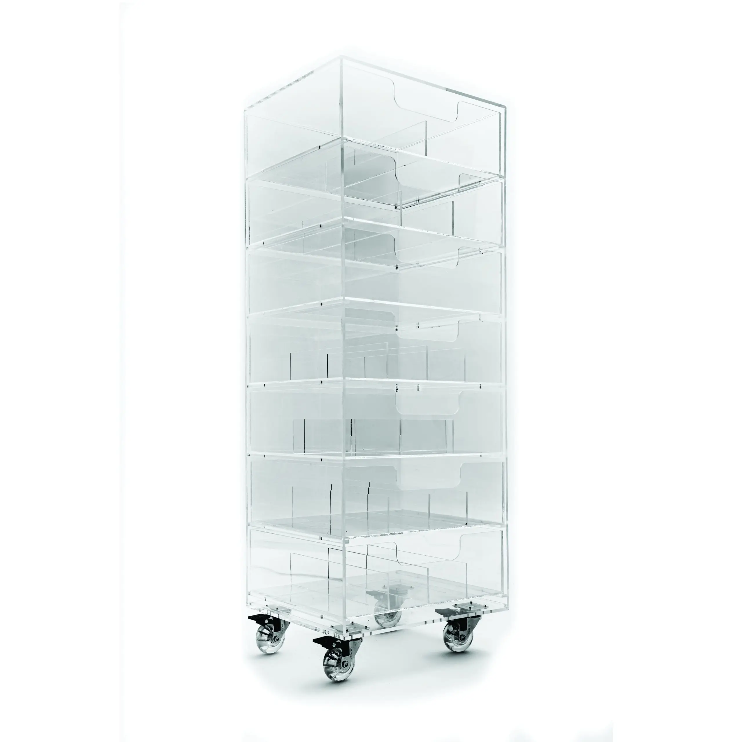 VONVIK 5 Layers Cosmetic Storage Drawer Cabinet Movable Acrylic Makeup Organizer Cart with Wheels