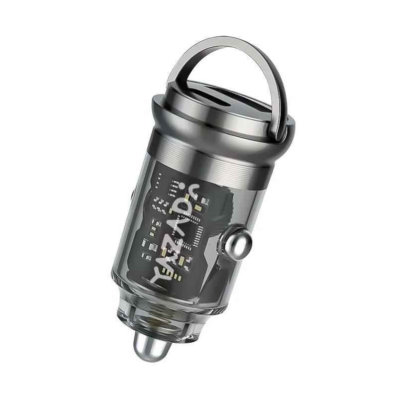 Car mobile charger with usb 3.0 cable LED promotional USB Type-C 12-24V car charger Mobile Phone Light super Power Charging