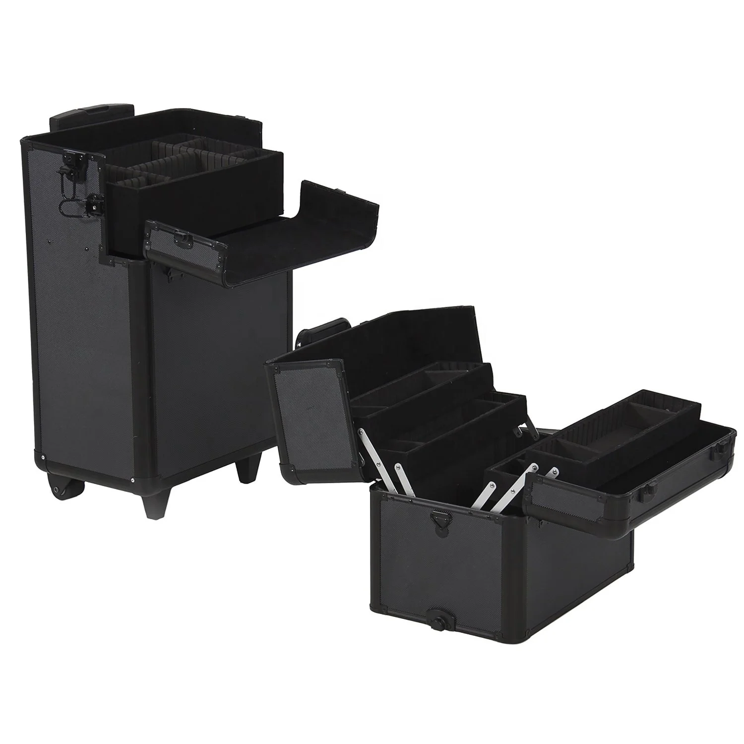 Aluminum Trolley Make Up Case Aluminum Rolling Hairdressing Case Aluminum Trolley Cosmetic Case