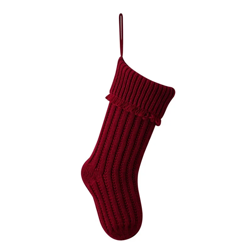 2025 New Beige Large Candy Wool Xmas Decorations 18' Striped Christmas Stockings With Tassels