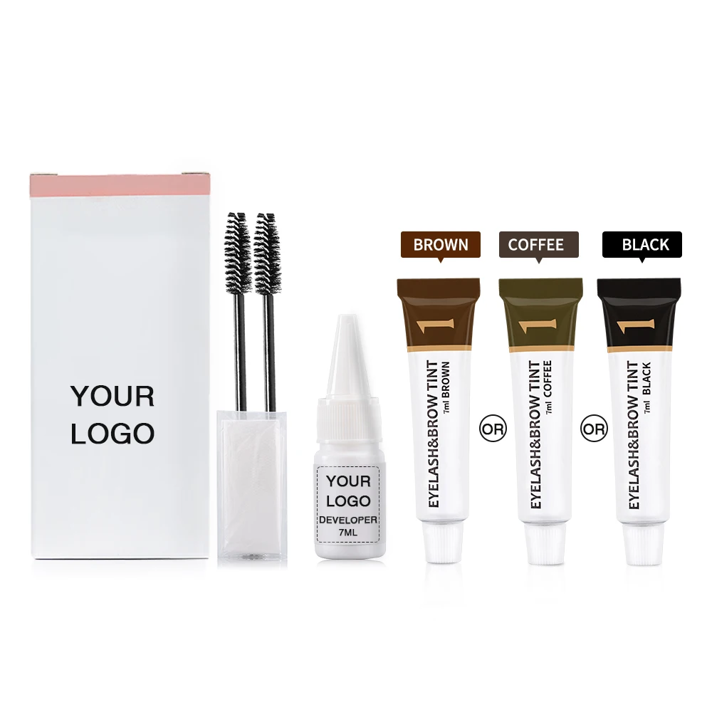 Iconsign 2in1 Eyelash Eyebrow Dye Gel 7ml Black Coffee Brown 3 Color Professional Brow Tint Dye Kits With Gloves And brush