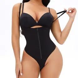 High Waist Zipper Pull Compression Women Thong Shapewear Bodysuit Body Shaper Slimming Briefs Tummy Control Plus Size Bodyshaper