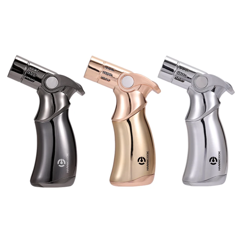 Luxury High Grade Blue Flame Cigar Lighter Creative Windproof Inflatable Metal for Business Gifts