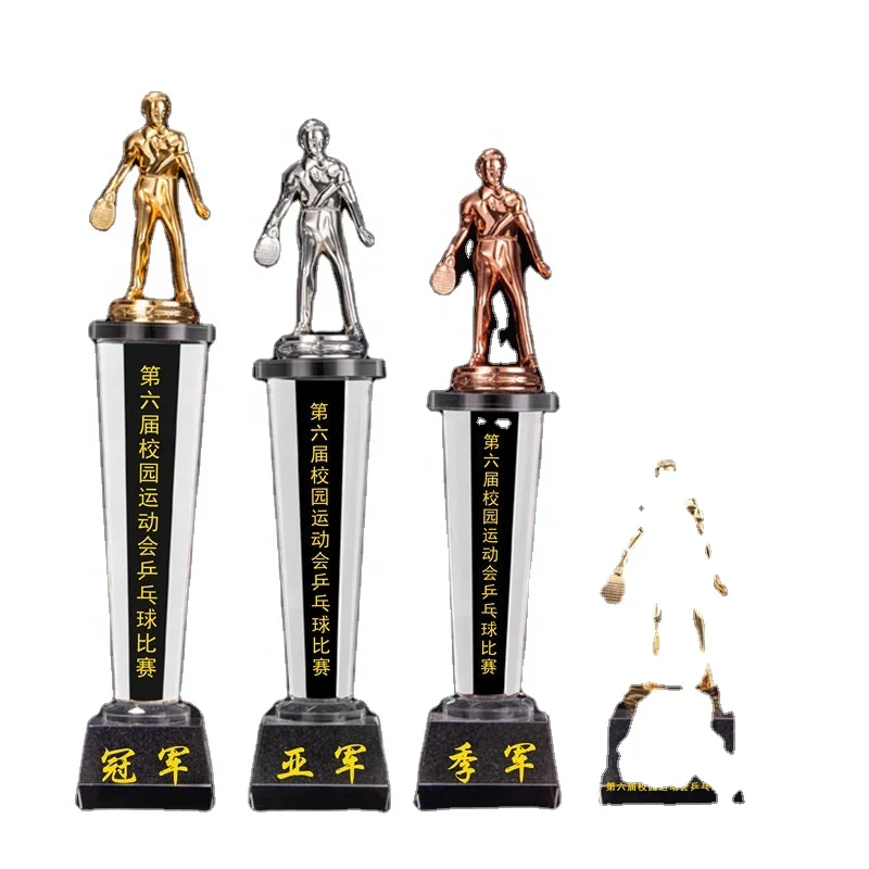 Table tennis crystal trophy customized sports games, championship, Asian season, lettering medal trophy souvenirs