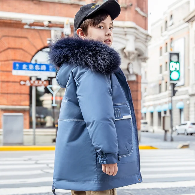 
SE5907 heavy hair brought down parka kids jackets pocket thick coat winter coat boys down parka goose 