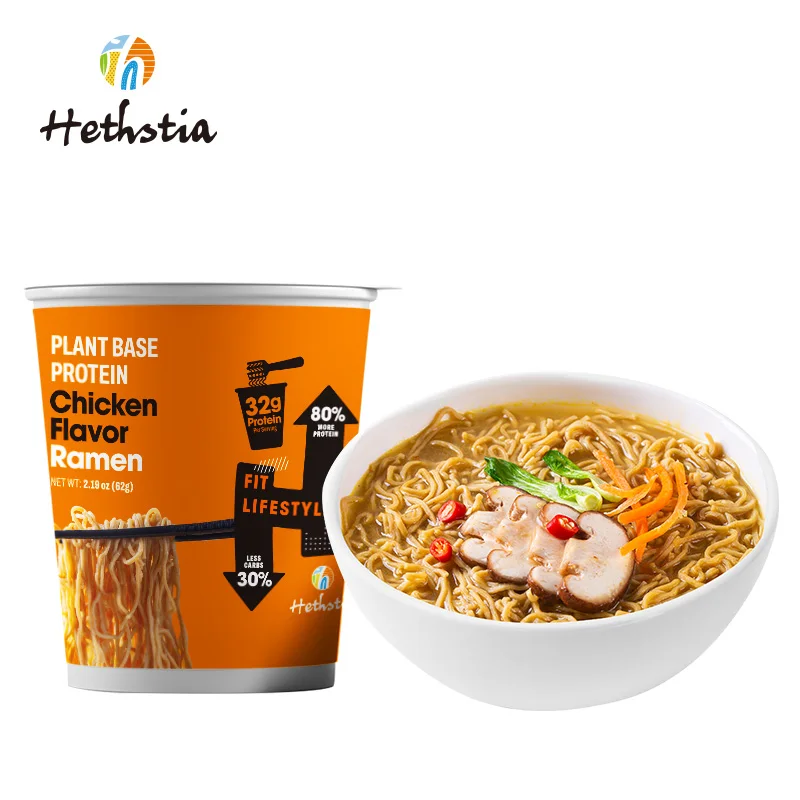 Air Dried Keto Friendly High Protein Quick Cooking Cup Noodles Alternative to Daily Meal Chicken Flavor Ramen