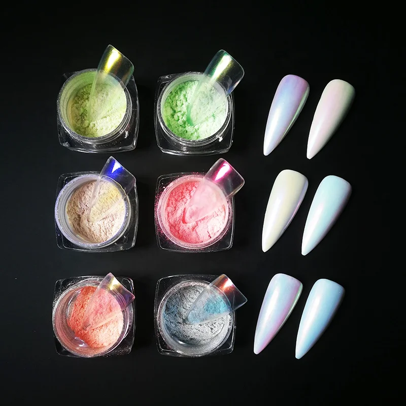 
8 Colors Candy Aurora pigment for nail / Chrome mirror Neon Glitter Nail Powder for Nail Art Designs 