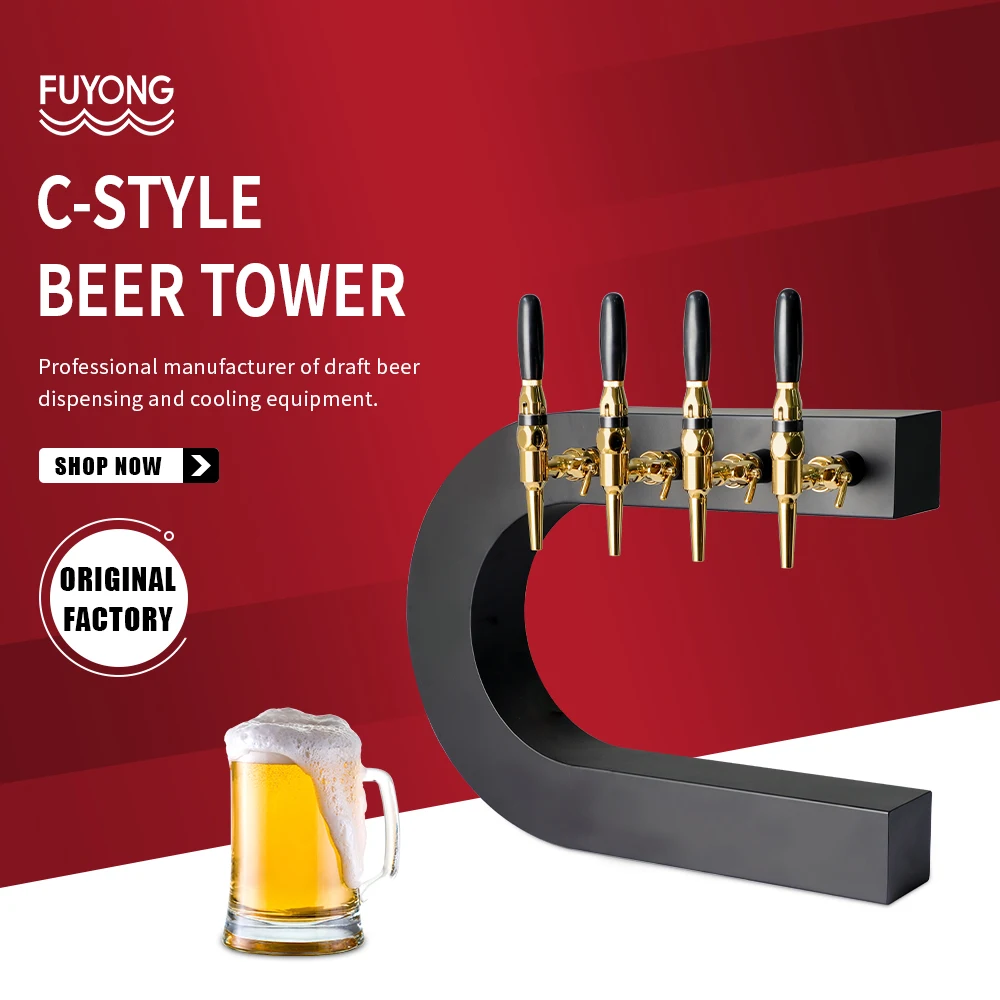 New Products C Type Beer Tower Dispenser 4 Tap Beer Tower Customized Colors Beer Tower
