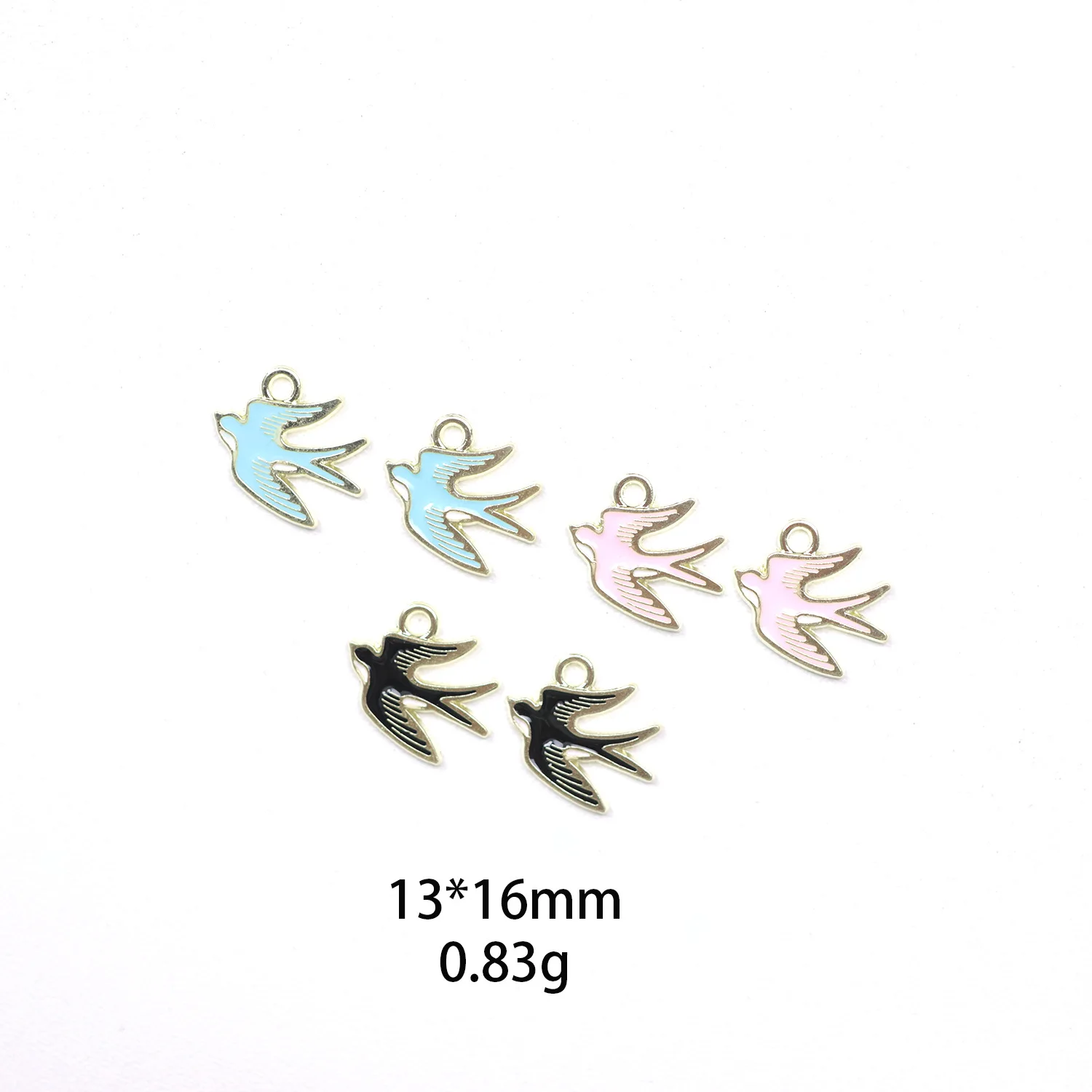 13x16mm DIY Gold Plated Zinc Alloy Diy Jewelry Making Accessories Bird Enamel Animal Enameled Swallow Pendant Charm