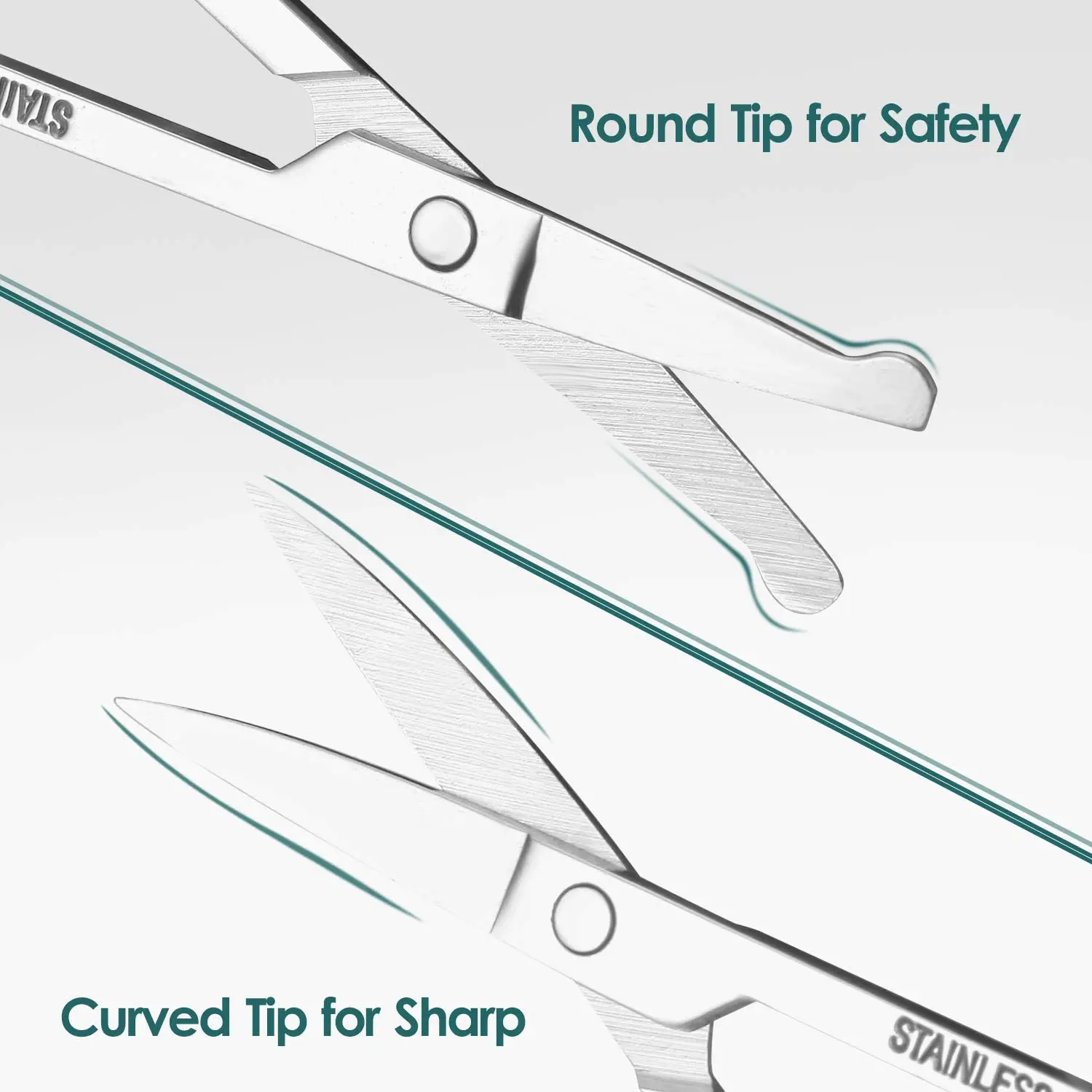 2PCS Stainless Steel Eyebrow Mustache Trimming Curved Scissor Nose Hair Round Scissor for Men