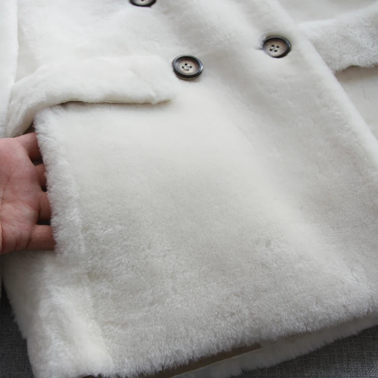 New items 100% merino wool women reversible lamb sheep skin shearling fur trench coat