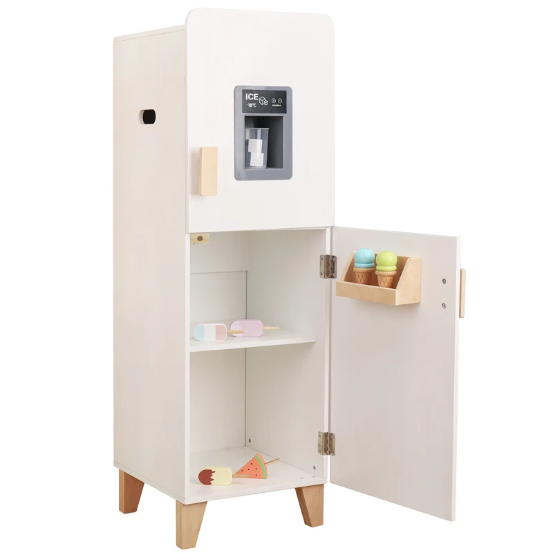 2022 new style children cookhouse toy white wooden oven refrigerator kitchen combination set toys