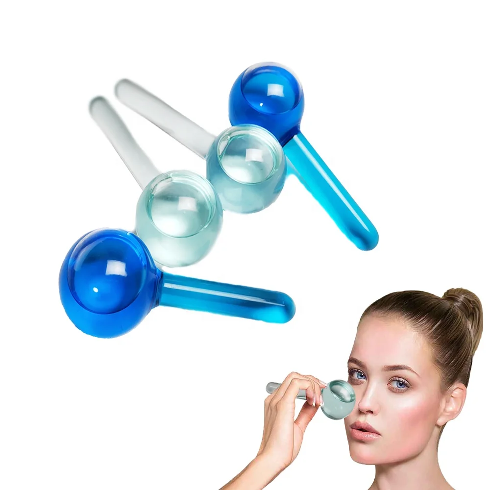 Non break strong glass cold facial balls beauty face ice globes glass balls facial ice globes