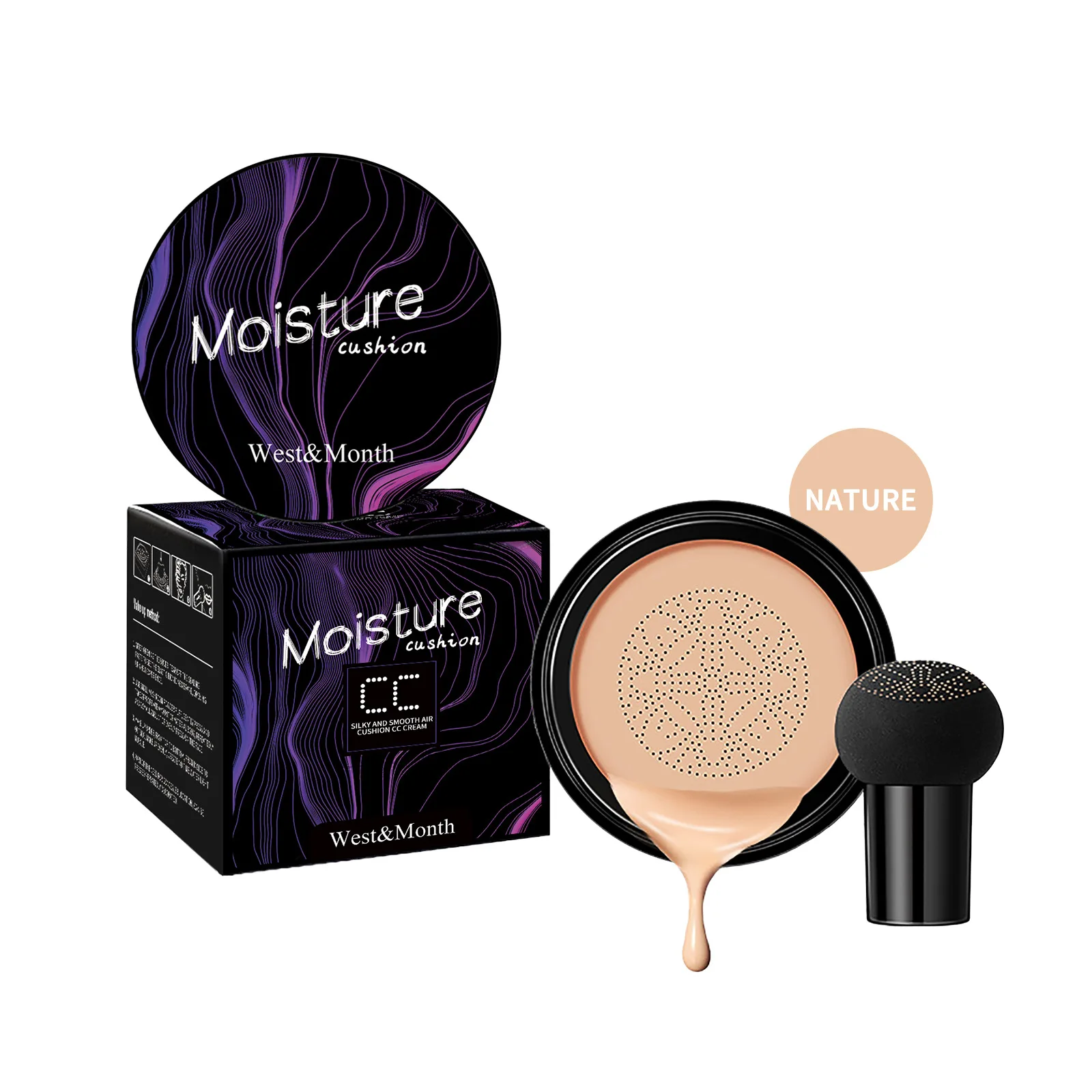 2022 High  Quality  Mushroom Shape Makeup Cotton Natural Nude Makeup Setting BB Cream Foundation air moisture cushion