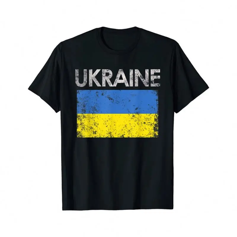 Linen fabric Ukraine flags t-shirts for men 100% cotton