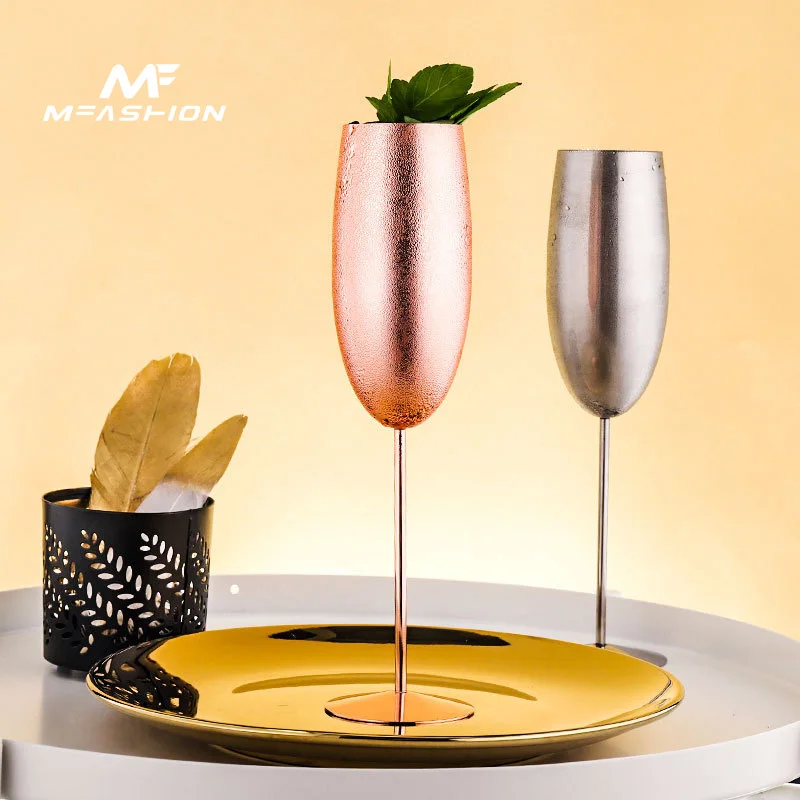 Mfashion European luxury champagne stainless steel goblet creative cocktail glass bar tulip retro wine glass