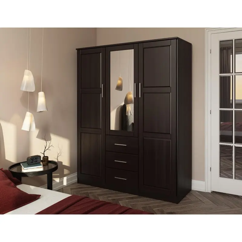 2021 new design Modern Design Bedroom Furniture Melamine Wooden folding Door Wardrobe