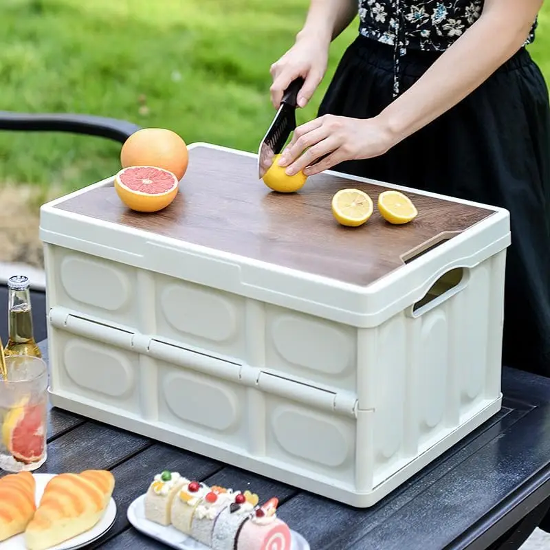 New Design Wholesale Camping Folding Box Bins with Lids 2 Pack Stackable Storage Bins for Outdoor, Camping, Picnic, Indoor