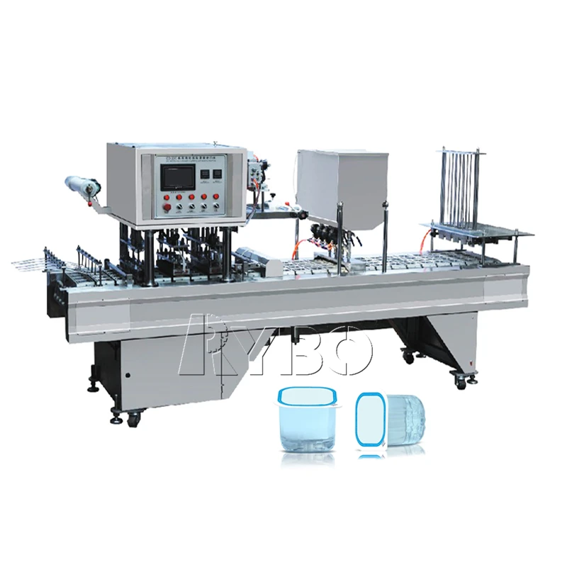 Automatic small plastic cup bowl with lid dessert jelly milk yogurt mineral drinking water filling line sealing machine price