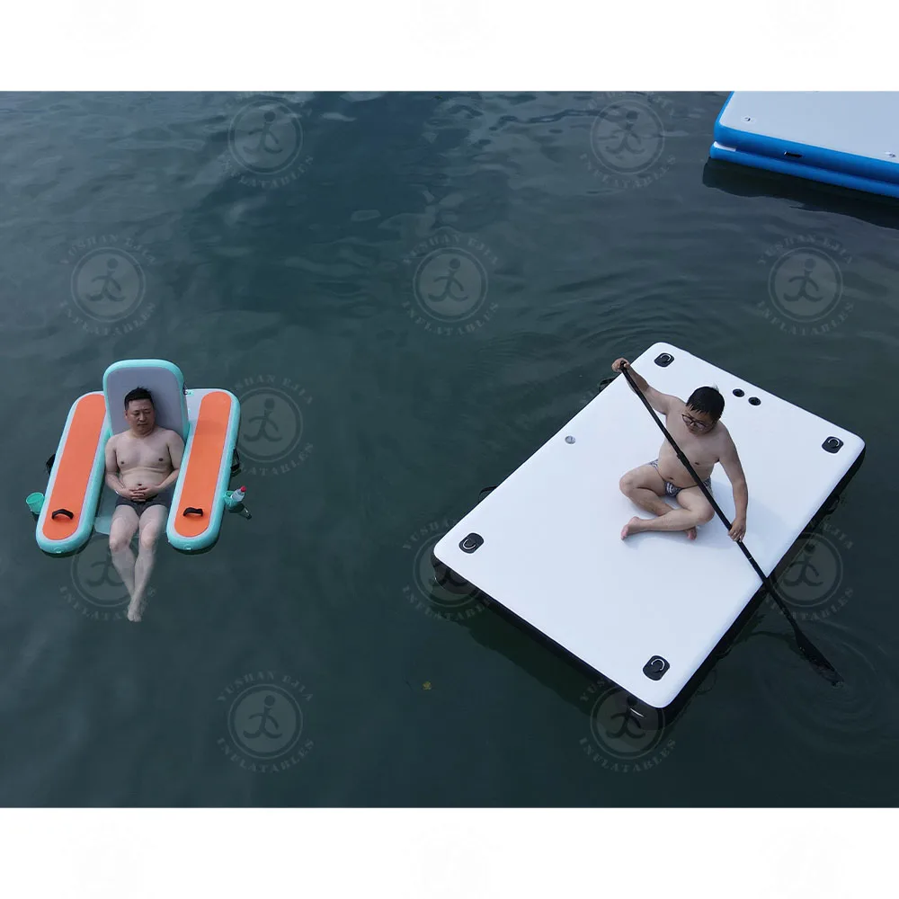 Good Quality Dwf Floating Jet Ski Boat Docks Inflatable Sofa Lounger Pool Inflatable Floating Pontoon Platform