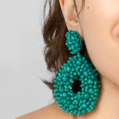 New Bohemia Jewelry  Women 2019  Colorful Green Beaded Earrings Luxury Beads Tassel Boho Earrings