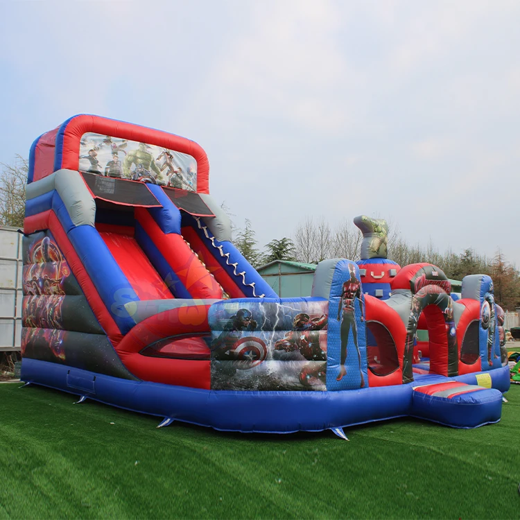 3 in 1 Super hero bouncer Slide Combo 2024 Commercial Inflatable Bouncer Inflatable Bounce Castle For Kids