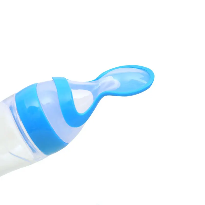 90ml Silicone Baby Squeeze Bottle with Spoon, BPA Free Baby Food Bottle Squeeze Feeder Baby Feeding Supplies