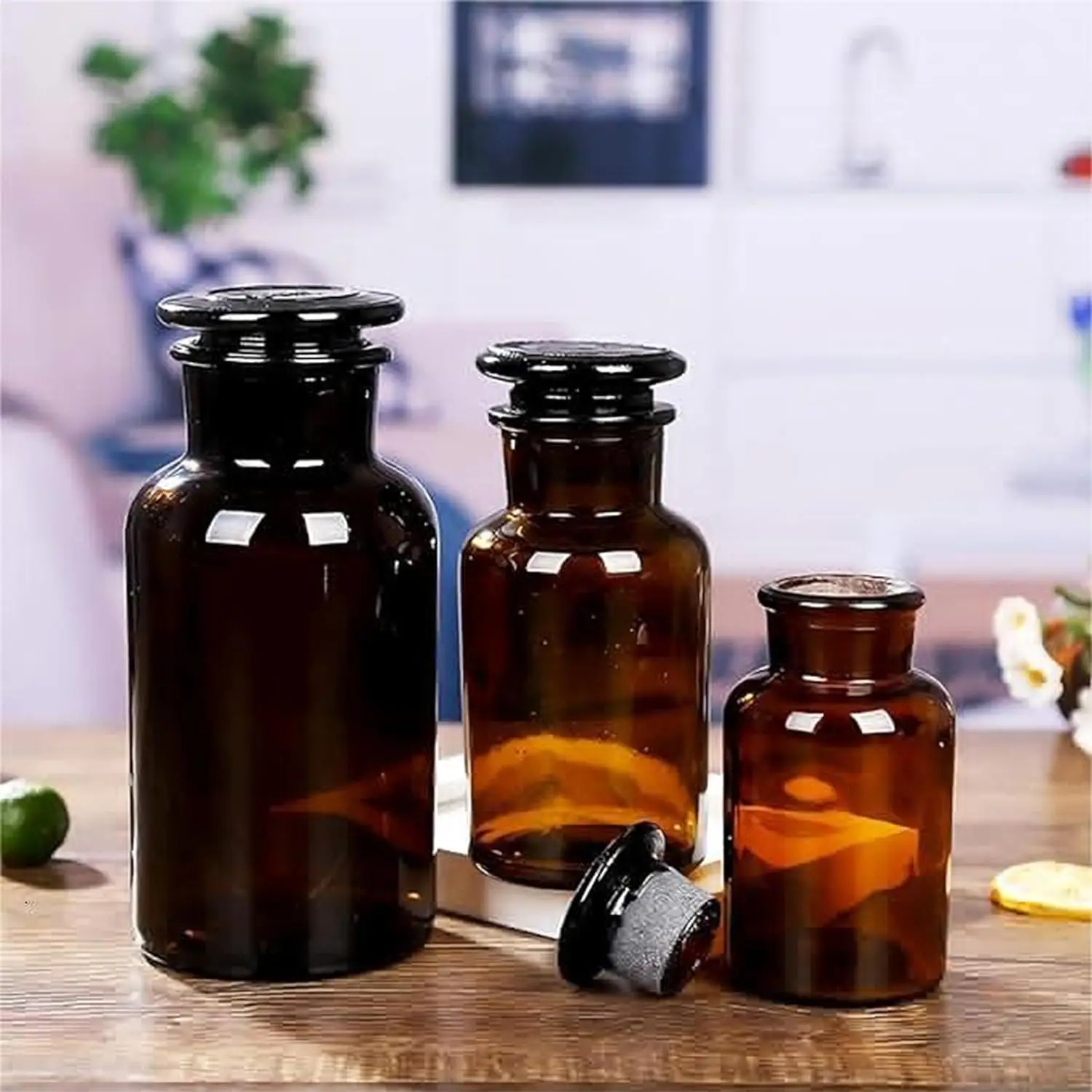 34oz 17oz 4oz Vintage Botany Apothecary Jars Scientific Lab Reagent Decorative Bottles/vase Seasoning Organizer Candy Container