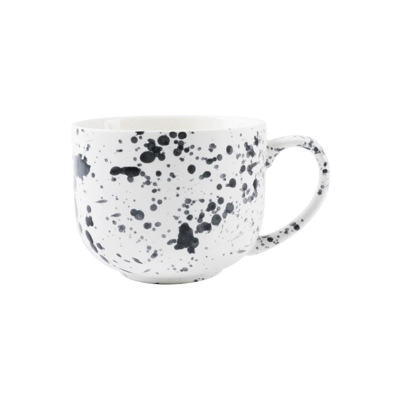 Custom Splatter Paint Speckled Coffee Mug Porcelain Splash Ink 15oz Nordic Ceramic Cup for Gift