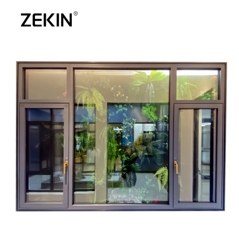 ZEKIN customized aluminum frame tilt and turn windows energy efficient double tempered glass casement windows