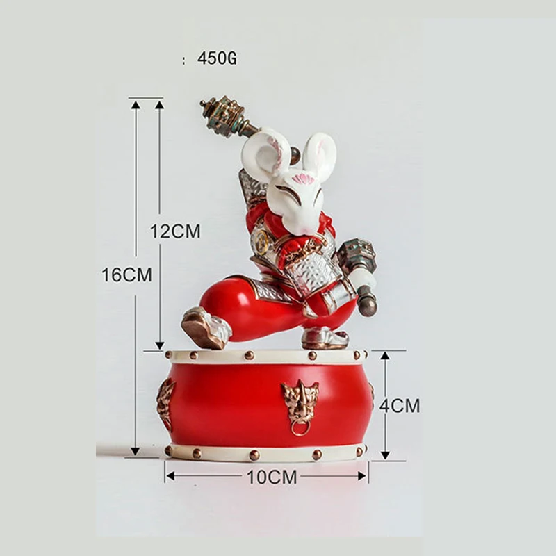 
Time Slow Amazon Resin Crafts Home Decoration Gifts Living Room Decor Armor Mascot Mouse Rat Drum Model With Light Ornaments 