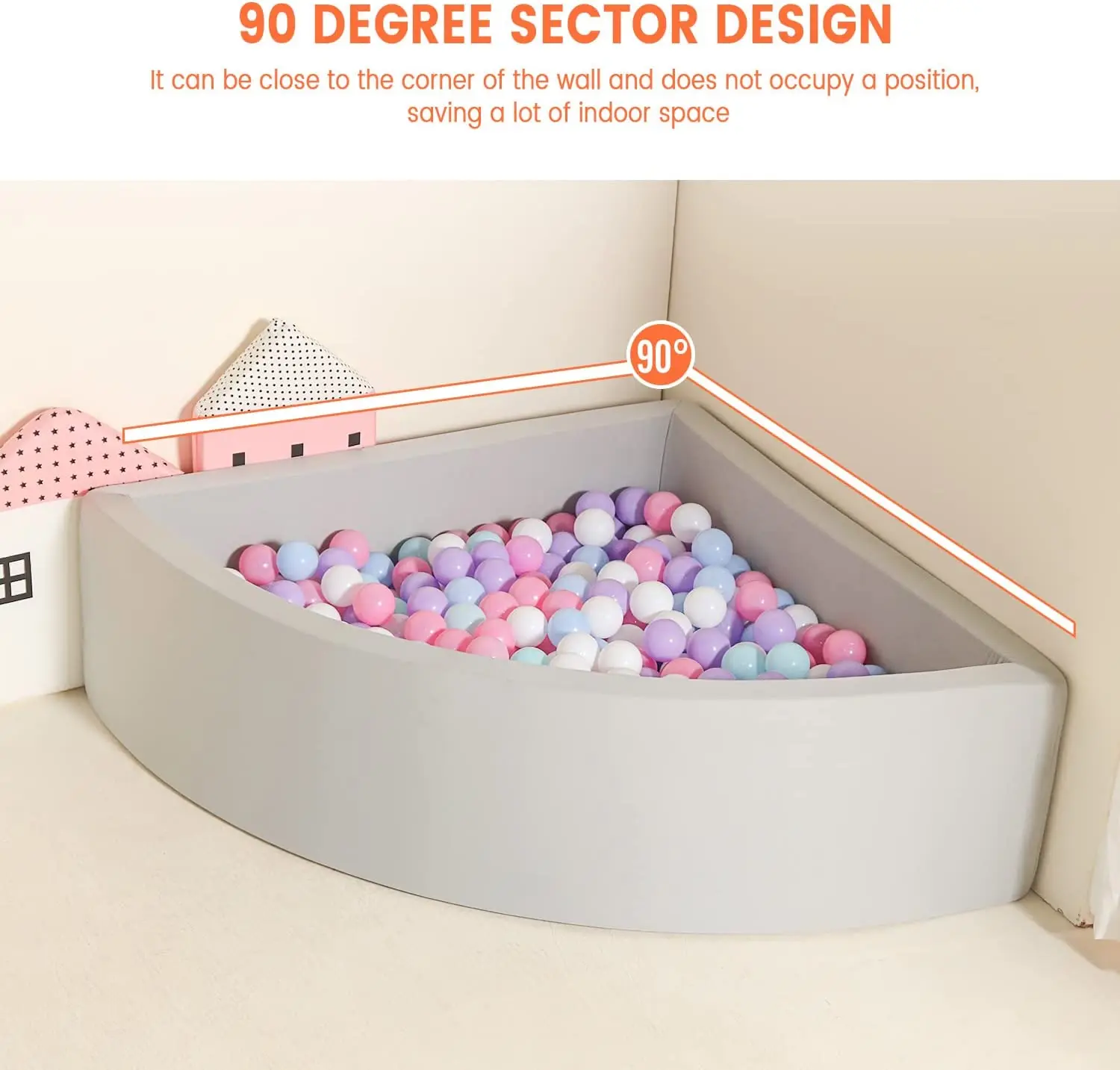 Kids Memory Foam Ball Pit Fan-Shape Ball Pits for Toddlers Babies Foldable & Portable Soft Ball Pool