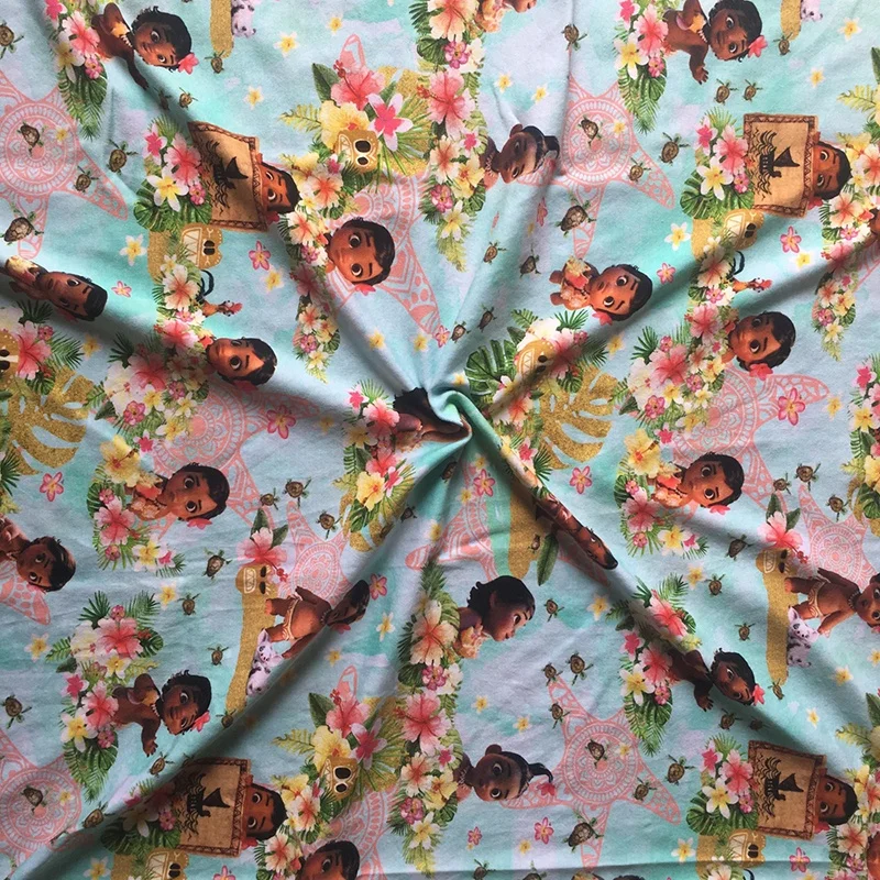 
design your textile fancy cartoon digital print soft and breathable baby wear cotton knit fabric with spandex 